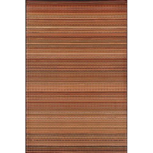 Mad Mats Striped Mixed Earth Tone Indoor/Outdoor Area Rug Reversible